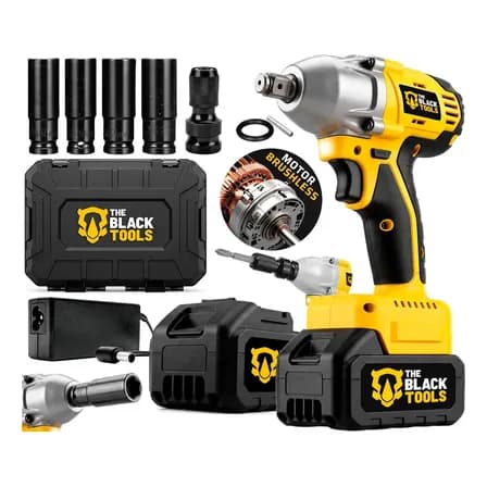 Chave De Impacto A Bateria 21V 1/2" Pol 2400 Rpm Bivolt Com Acessórios E Maleta The Black Tools