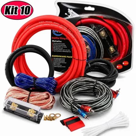 Kit Cabo Instalação Módulo Amplificador Som Automotivo 4 AWG Fusível 100A RCA 2 Canais Energia 5m 300W/400W RMS Subwoofer