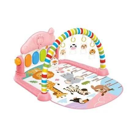Tapete De Atividades Bebê Piano Musical com 5 Brinquedos Interativos Happy Maxi Baby - Rosa