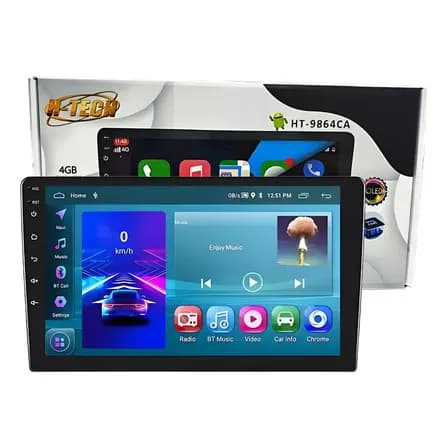 Central Multimidia H-Tech HT-9864CA 9pol 4gb 64gb Octacore Carplay E Android QLED