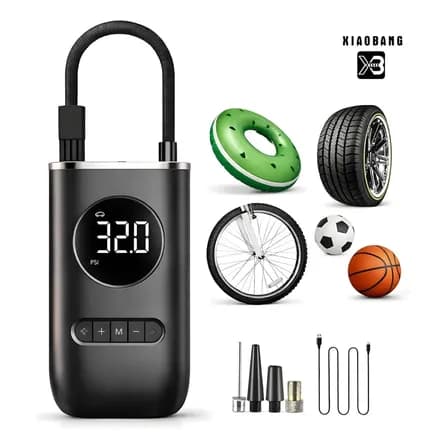 Mini Compressor De Ar Digital Portátil Para Pneus Recarregável Com Lanterna Carro Moto Bolas