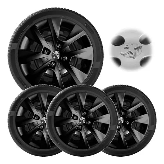 4x Calota Peugeot 206 207 208 Aro 14 Black Piano 410cb