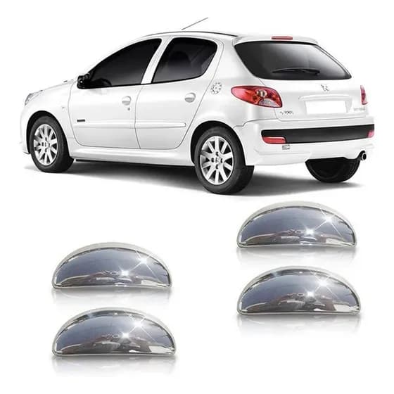 Jogo Aplique De Maçaneta Externa Cromado Peugeot 206 E 207