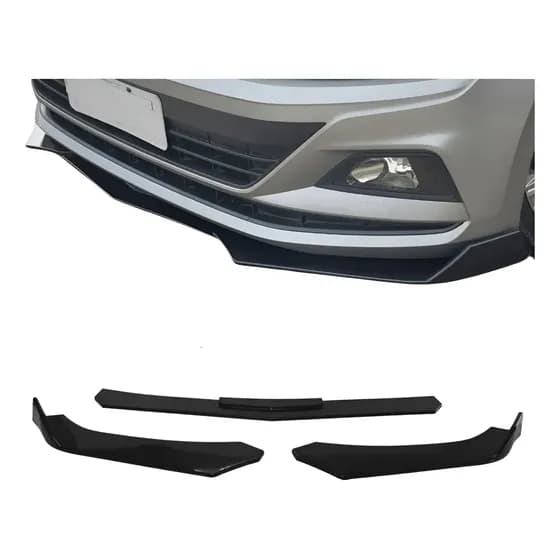 Spoiler Dianteiro Universal Front Lip 3 Peças Black Piano