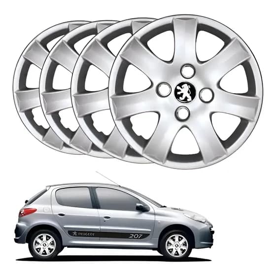 Jogo De Calotas Aro 14 Peugeot 206 E 207 Com Emblema