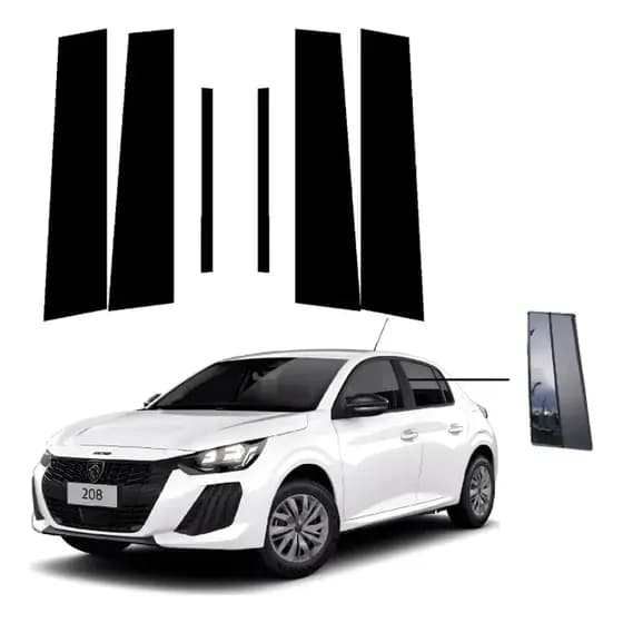 Adesivo Black Piano Aplique Janela Porta Vidro Peugeot 208