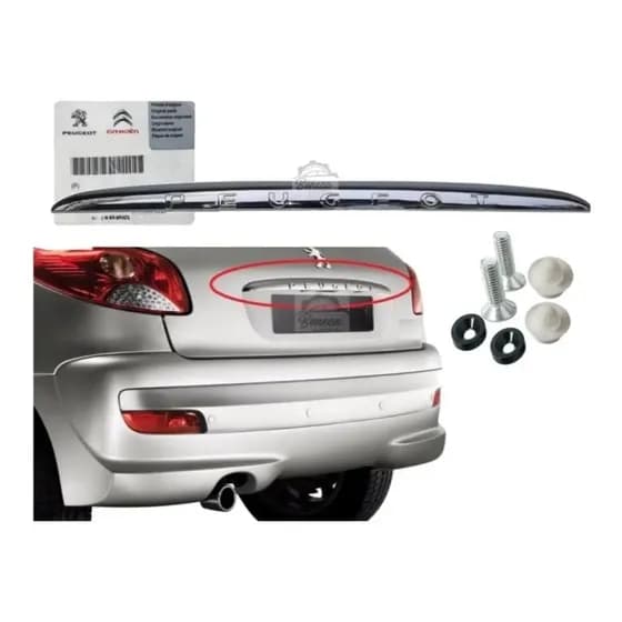 Friso Aplique Cromado Tampa Traseira Peugeot 206 207 Hatch