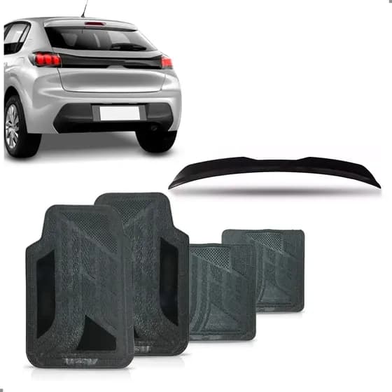 Aerofolio Para Peugeot 208 Black Piano Hatch C/jogo Tapete