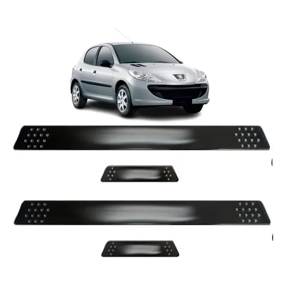 Aplique De Soleira Lateral Black Piano Peugeot 207