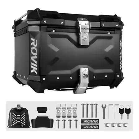 Baú Moto Top Case Traseiro 45 L + Base + Encosto Big Trail Cor Preto