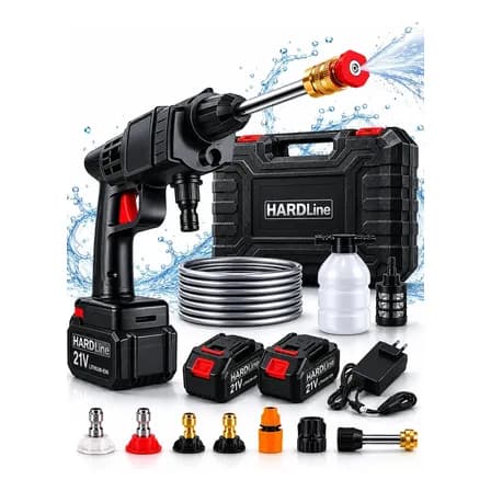 Lavadora Lava Jato Portátil de Alta Pressão Automotiva Sem Fio Hidrolavadora Recarregável com 2 Baterias + Maleta Completa Bivolt Hardline
