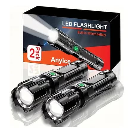 Kit 2 Lanternas De Led Recarregáveis Alta Potência Anyice Branco Preto