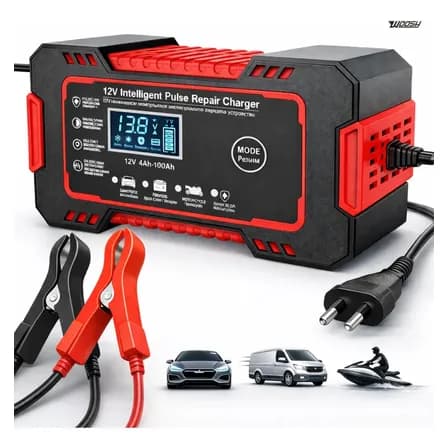 Carregador Inteligente De Bateria Automotiva 12v 6a Bivolt Recupera Baterias 4ah A 100ah Todos Veículos Moto Carro Caminhão Barco