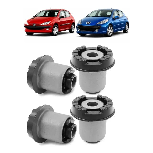 Kit 04 Bucha Eixo Quadro Agregado Traseiro Peugeot 206 207