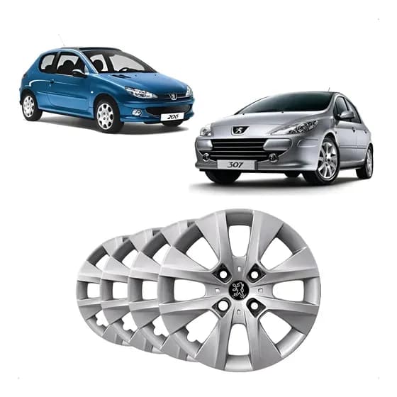 Jogo Calota Peugeot 206 207 307 Aro 14 Prata Com Emblema