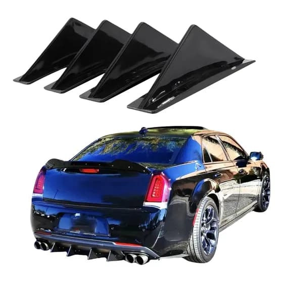 4 Peças Difusor Para-choque Traseiro Universal Black Piano