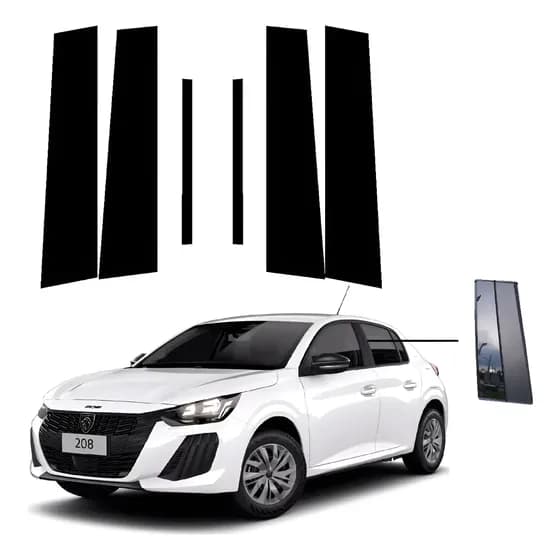 Adesivo Black Piano Aplique Janela Porta Vidro Peugeot 208