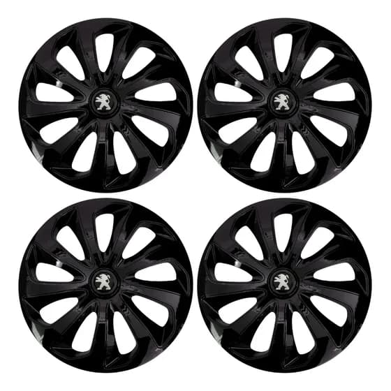 Jogo Calota Esportiva Velox 15 Black Piano Peugeot 207 208