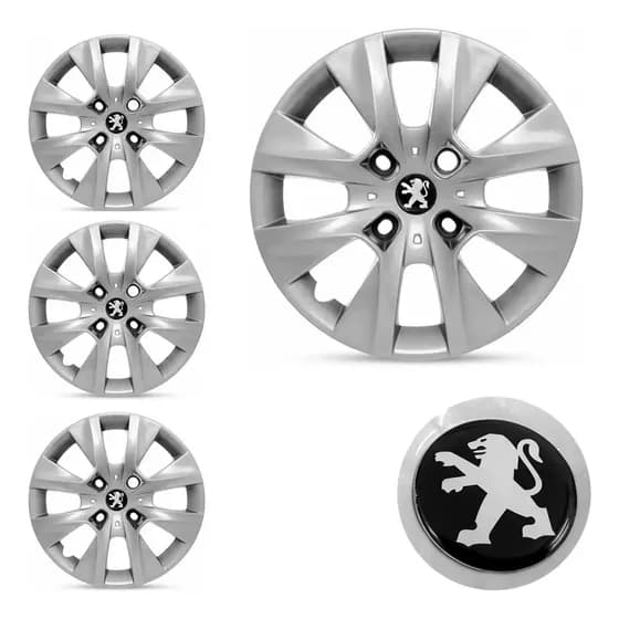 Jogo 4 Carlota Aro 14 Peugeot 206 207 C/ Emblema Resinado