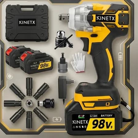 880nm Chave De Impacto Brushless 2 Baterias 98vf Kinetx Case Amarelo 127/220v