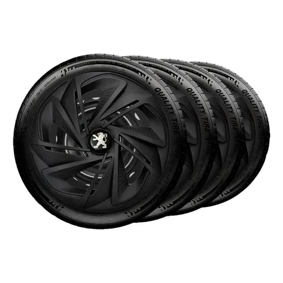 Jogo 4 Calota Nitro 14 Preta Fosca Peugeot 206 207 208 307