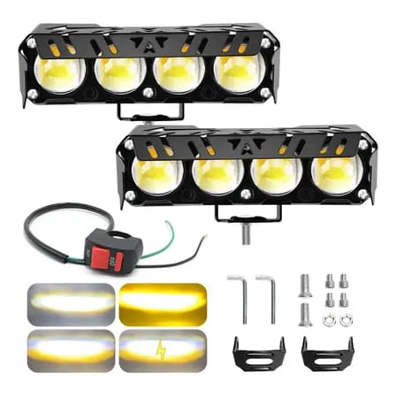 Kit 2 Farol De Milha Moto Led Auxiliares Alto Brilho 4 Modos Ambos Lados