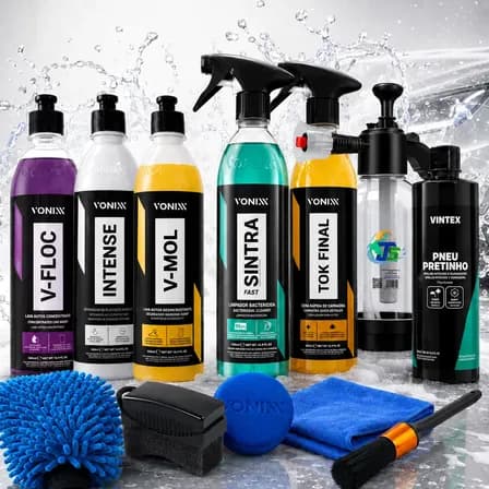 Kit Lavagem V-floc V-mol Intense Sintra Cera Pneu Pretinho