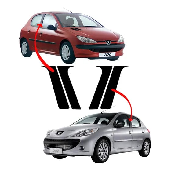 Kit Adesivo Coluna Peugeot 206 207 Black Piano